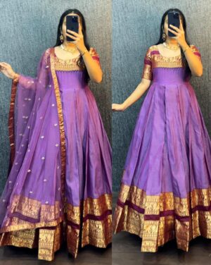 WhatsApp Image 2026-01-04 at 10.15.22 (1) Pongal Special Heavy Original Narayanpet Silk Gown with Dupatta – Sequin Work