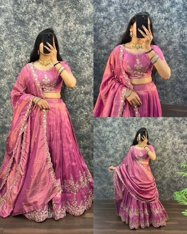 fetch (2) New Festival Launch South Tissue Lehenga Choli with Embroidery & Sequins – Premium Designer Set