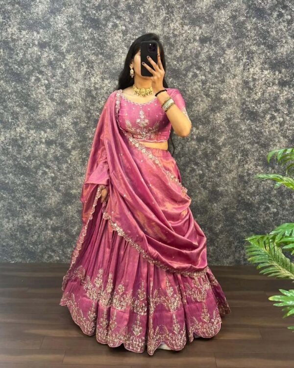 fetch (3) New Festival Launch South Tissue Lehenga Choli with Embroidery & Sequins – Premium Designer Set